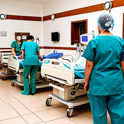 Home 15 ** A bustling Italian hospital scene. Doctors and nurses attending to patients. Focus on clean, modern equipment and a sense of efficient, caring healthcare. Show a diverse range of patients, reflecting the public nature of the Servizio Sanitario Nazionale (SSN). The overall feeling should be positive and reassuring, emphasizing the importance of public healthcare.
**