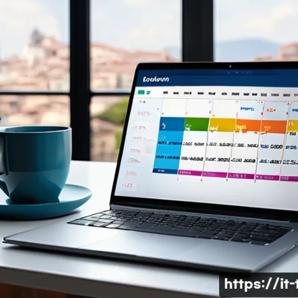 종합소득세 신고 기한 - A modern Italian home office setup featuring a digital calendar on a sleek laptop screen displaying ...